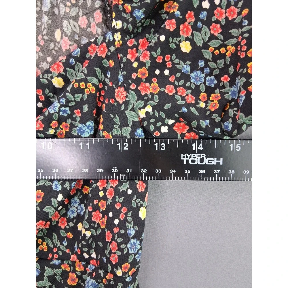 GLARE Floral Mini Dress Womens Large Black Ditsy Print Short Sleeve GD15401 - Picture 5 of 7